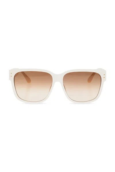 Linda Farrow Perry Square Frame Scarf Detailed Sunglasses In White