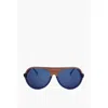 Linda Farrow Phillip Lim Aviator Sunglasses With Wood Effect Detail