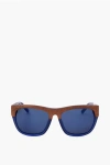 Linda Farrow Phillip Lim Wayfarer Sunglasses With Wood Effect Detail