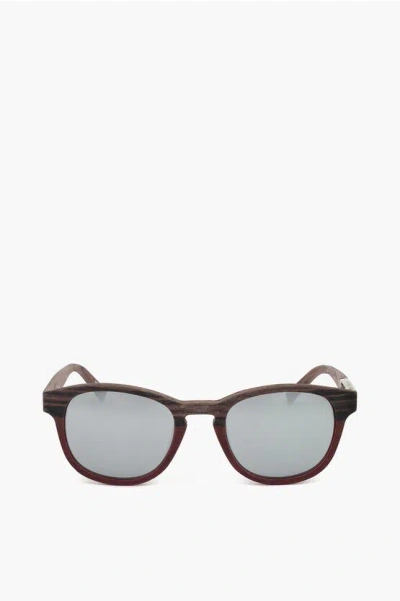 Linda Farrow Phillip Lim Wayfarer Sunglasses With Wood Effect Frame In Brown