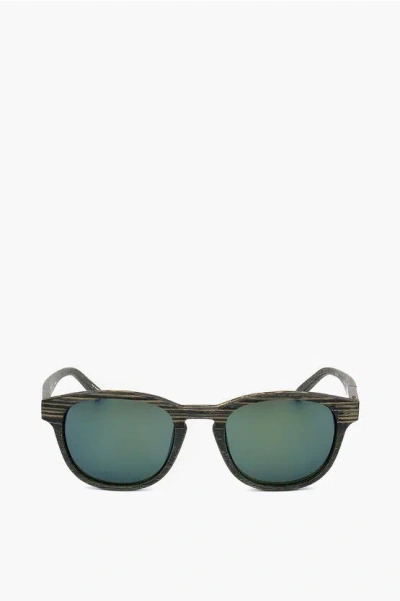 Linda Farrow Phillip Lim Wayfarer Sunglasses With Wood Effect Frame In Green