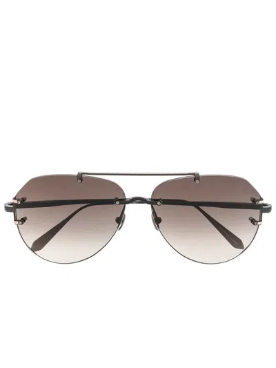 Linda Farrow Pilot-frame Sunglasses In Black