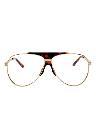 Linda Farrow Pilot-frame Tortoiseshell Glasses In Gold