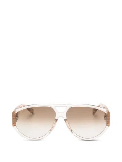 Linda Farrow Portia Pilot-frame Sunglasses In Brown