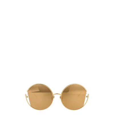 Linda Farrow Quarry C1 Round-frame Sunglasses In Nude