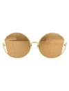 Linda Farrow Quarry C1 Round-frame Sunglasses In Gold