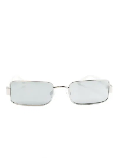 Linda Farrow Rectangle-frame Metallic Sunglasses In White