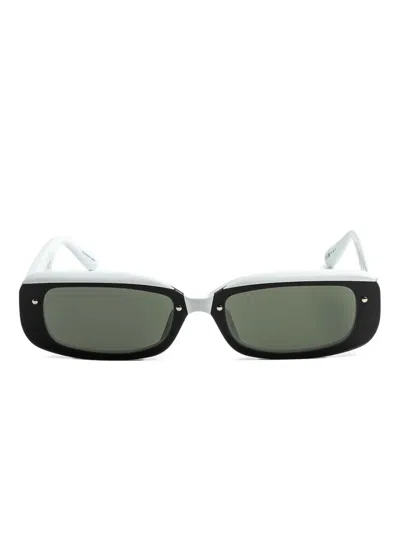 Linda Farrow Rectangle-frame Sunglasses In White