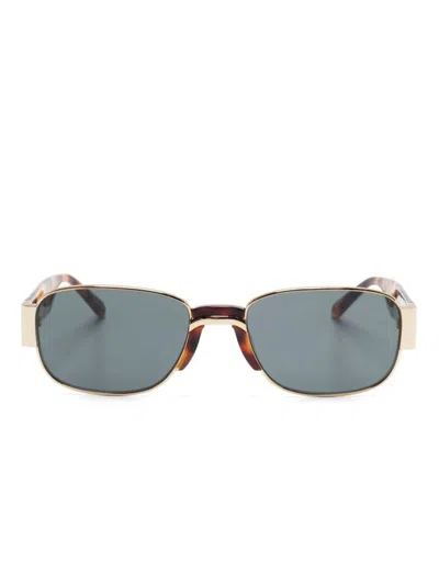 Linda Farrow Rectangle-frame Sunglasses In Gold