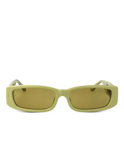 Linda Farrow Rectangle-frame Sunglasses In Green