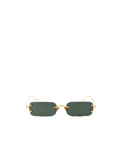Linda Farrow Rectangular Sunglasses In Gold