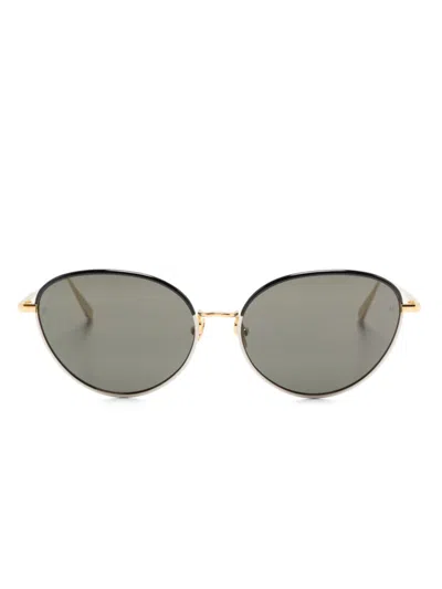 Linda Farrow Regina Sunglasses In Gold