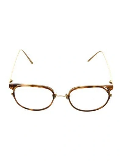Pre-owned Linda Farrow Round Eyeglasses In Gold