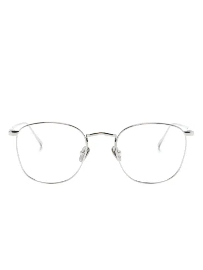 Linda Farrow Round-frame Metal Glasses In Silver