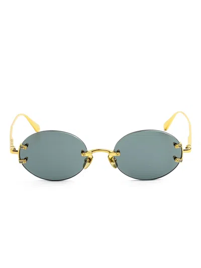 Linda Farrow Round-frame Sunglasses In Gold
