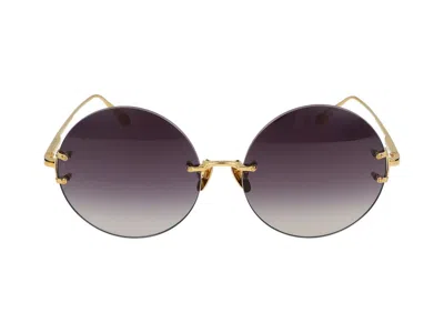 Linda Farrow Round Frame Sunglasses In Purple