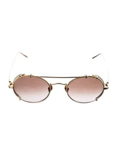 Pre-owned Linda Farrow Round Gradient Sunglasses In Gold