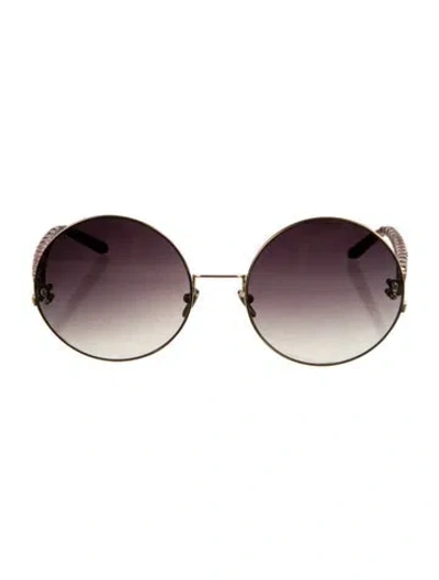 Pre-owned Linda Farrow Round Gradient Sunglasses In Gold
