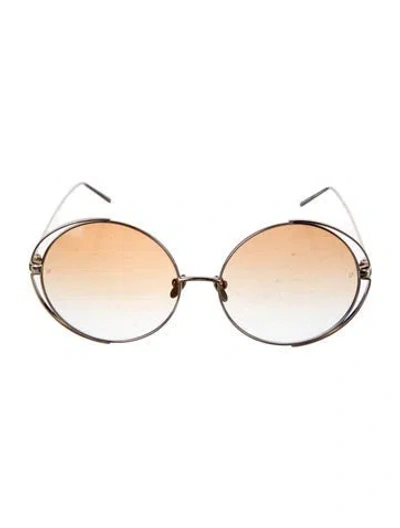 Pre-owned Linda Farrow Round Gradient Sunglasses W/ Tags In Gold
