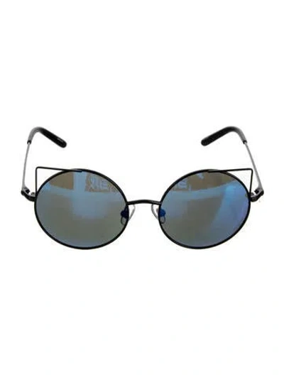 Pre-owned Linda Farrow Round Mirrored Sunglasses In Black