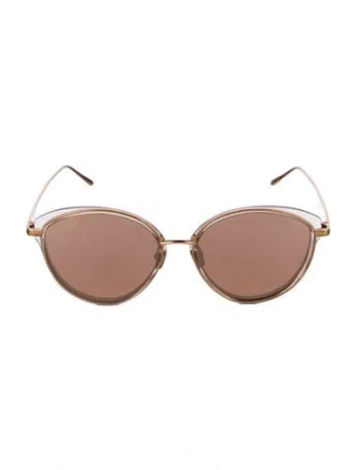 Pre-owned Linda Farrow Round Mirrored Sunglasses In Brown