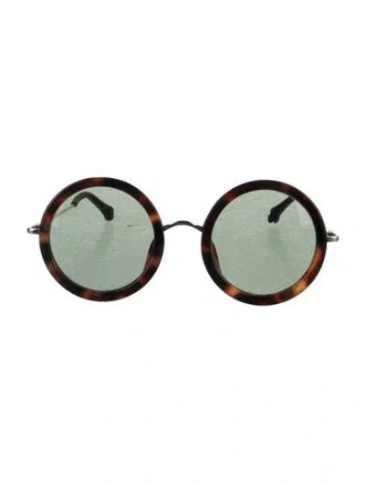 Pre-owned Linda Farrow Round Mirrored Sunglasses In Brown