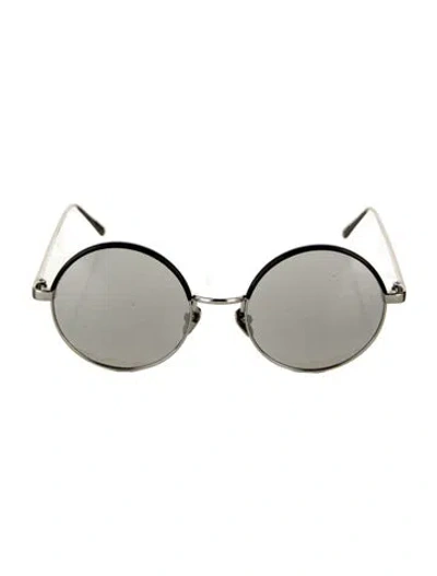 Pre-owned Linda Farrow Round Mirrored Sunglasses W/ Tags In Silver