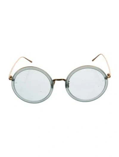 Pre-owned Linda Farrow Round Tinted Sunglasses In Blue/gold