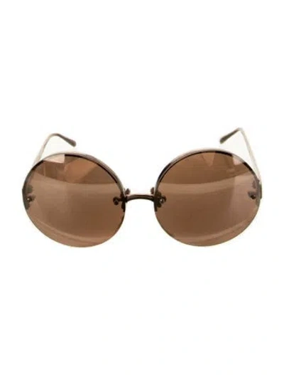 Pre-owned Linda Farrow Round Tinted Sunglasses In Brown