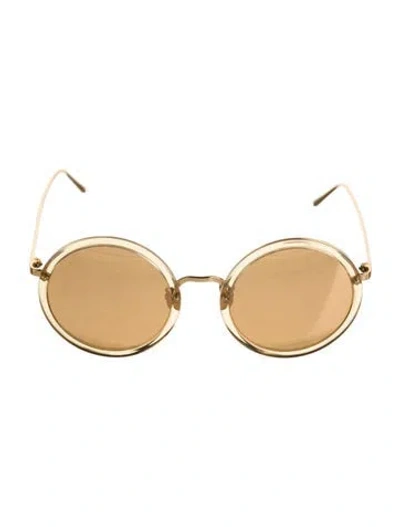 Pre-owned Linda Farrow Round Tinted Sunglasses W/ Tags In Gold
