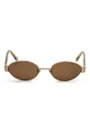 Linda Farrow Sadie Oval-frame Sunglasses In Brown