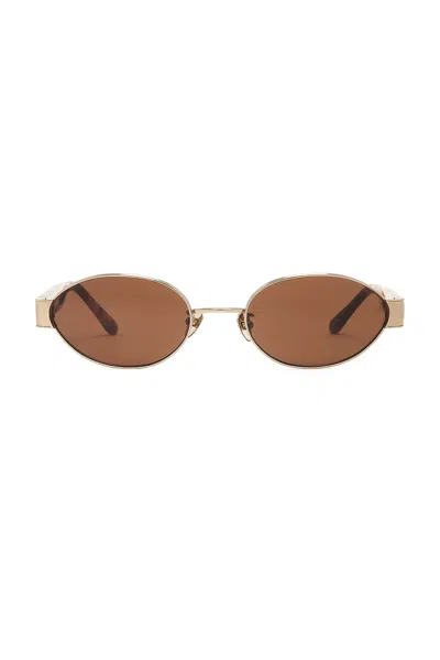 Linda Farrow Sadie Sunglasses In Light Gold  Tortoise Shell  & Brown