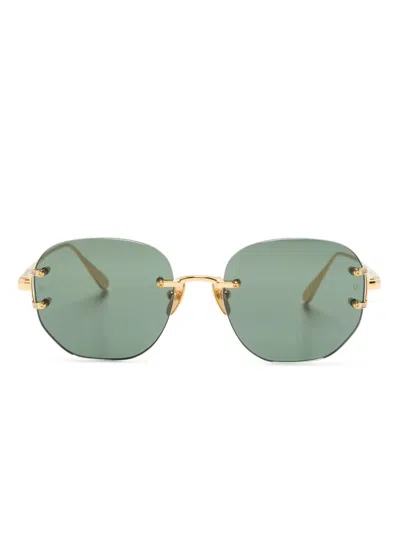 Linda Farrow Sandor Grometric-frame Sunglasses In Gold