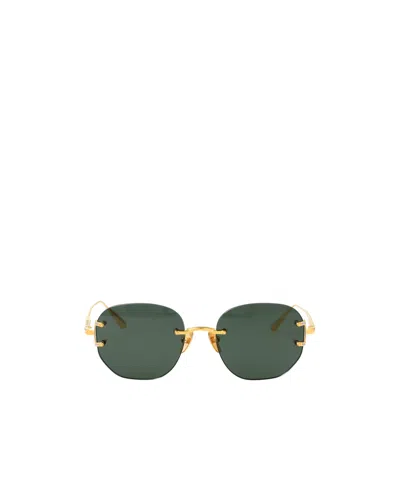 Linda Farrow Sandor Grometric-frame Sunglasses In Gold