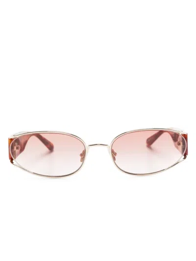 Linda Farrow Shelby Oval-frame Sunglasses In Brown