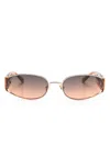 Linda Farrow Shelby Oval-frame Sunglasses In Gold