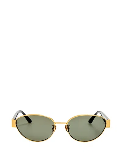 Linda Farrow Sheri Oval-frame Sunglasses In Gold
