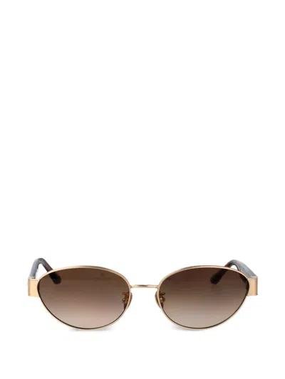 Linda Farrow Sheri Oval-frame Sunglasses In Brown