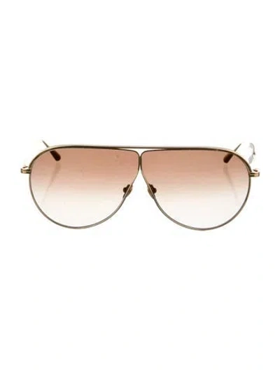 Pre-owned Linda Farrow Shield Gradient Sunglasses In Gold
