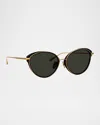 Linda Farrow Song 18k Gold-plated Titanium Cat-eye Sunglasses In Black