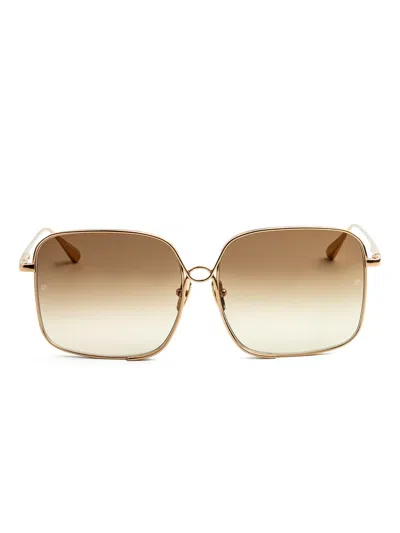 Linda Farrow Square-frame Sunglasses In Gold