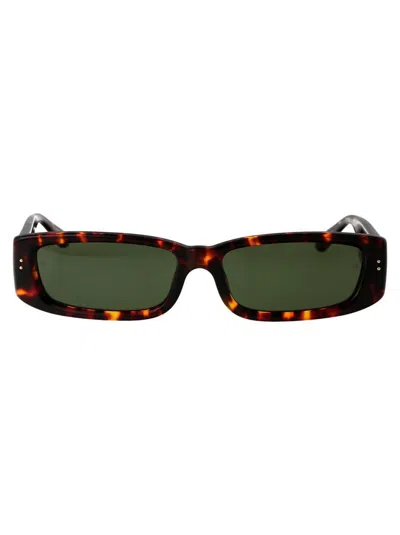 Linda Farrow Sunglasses Lfl1419 C2 Sun 2 In 02 Dark T-shell Light Gold Green