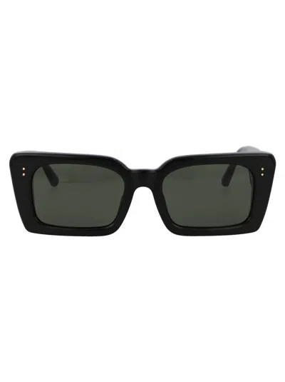 Linda Farrow Black/yellowgold/grey Acetate Sunglasses