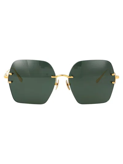Linda Farrow Sunglasses In Yellowgold/whitegold/solidgreen