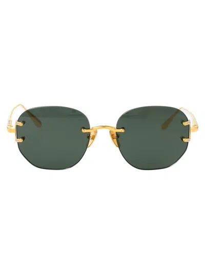 Linda Farrow Sunglasses In Yellowgold/whitegold/green