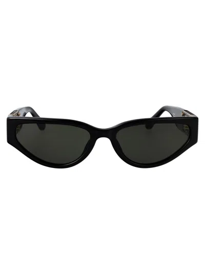 Linda Farrow Tomie Sunglasses In Black/yellowgold/black/grey