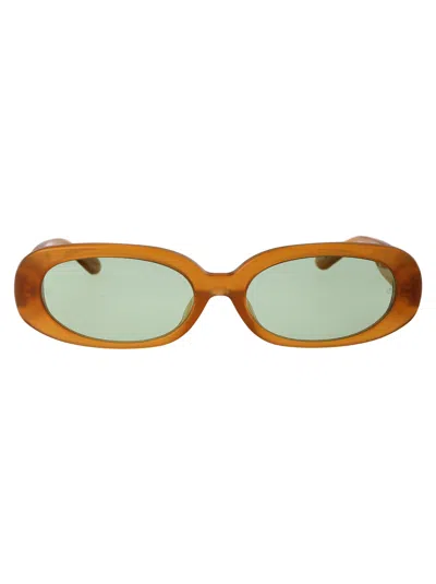 Linda Farrow Honey Yellow Gold Green Acetate Sunglasses In Brown