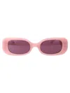 Linda Farrow Rectangular Frame Sunglasses In Lilac/lightgold/purple