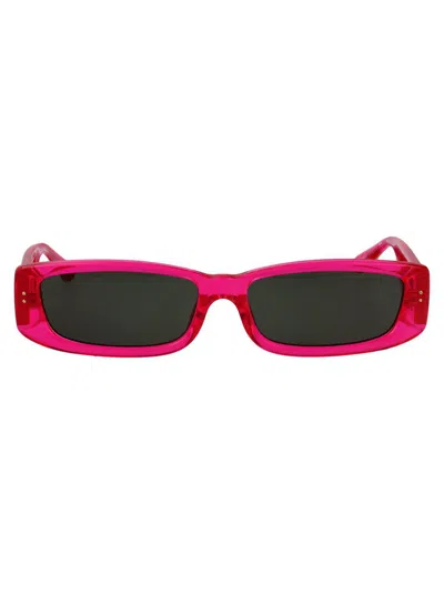 Linda Farrow Sunglasses Lfl1419 C7 Sun C7 In Neonpink/lightgold/grey