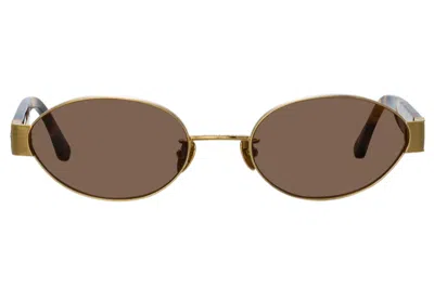 Pre-owned Linda Farrow Sunglasses Sadie Oval Havana Gold Unisex In Brown